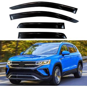 KPY Window Visor Compatible with Volkswagen (VW) Taos 2021-2024, 4PC Rain Guard Side Window Vent Deflectors Tape-On Style, 2021 2022 2023 2024