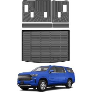 Mixsuper Cargo Liner for Chevy Suburban/GMC Yukon XL 2021-2026, All Weather Trunk Mat Backrest Mat TPE Back Seat Cover Protector for Suburban Yukon XL Accessories