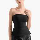 SUUKSESS Women Double Lined Going Out Trendy Tube Tops Side Split Sexy Tank Top, Medium