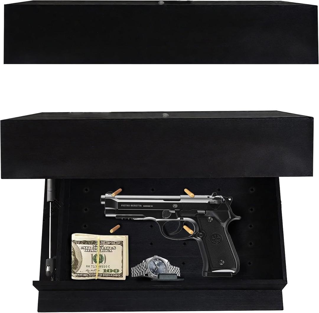 Magicflap Designer Shelf with Secret Compartment 16" Concealment Gun Shelf with NFC Lock Black Pine Floating Wall Rack with Hidden Compartment for Firearms & Valuables Gun Storage for Bedroom, Office