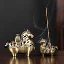 Gallop Toward Prosperity: Alloy Horse Incense Burner Holder-2-in-1 Stick & Coil Incense Tray,Feng Shui Home Decor for Meditation,Yoga,Office (Large)