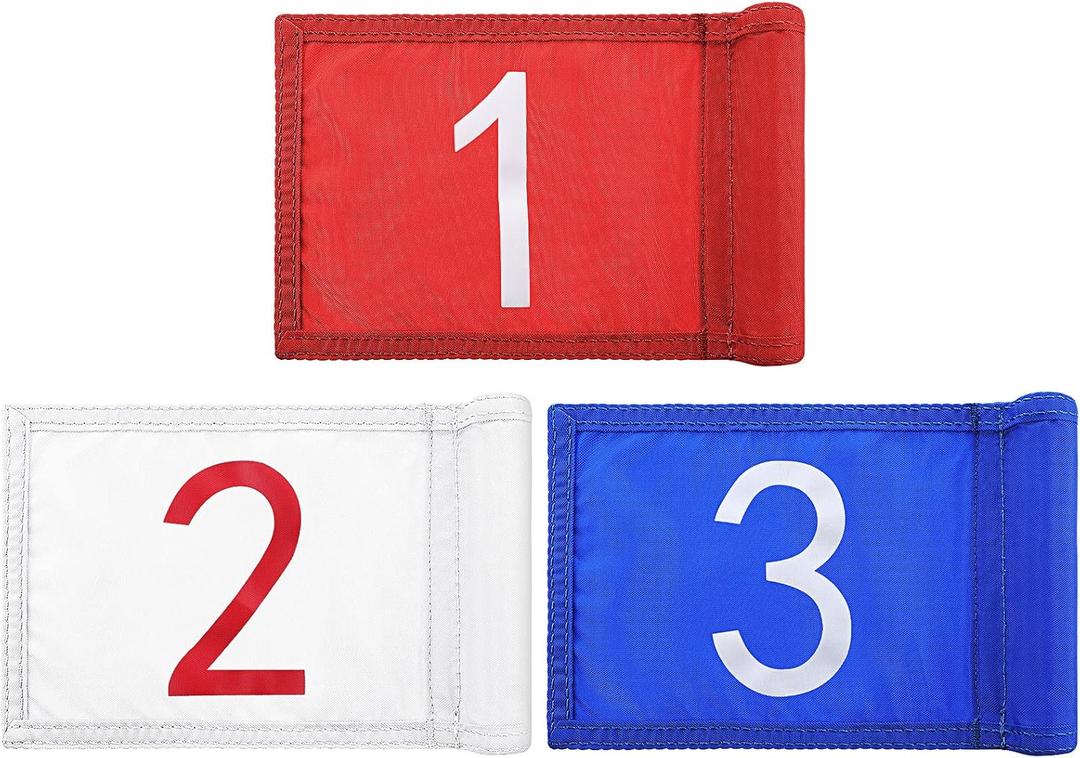 9 Pieces Golf Flag with Tube Inserted, 420D Nylon Mini Flags for Putting Green, Yard, Indoor Outdoor Backyard Garden, Portable, Numbered, 8 x 6 Inch