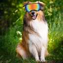 Large Dog Sunglasses, UV Protection Pet Goggles with Adjustable Strap for Large and Medium Dogs (Black Frame&Red Lens)