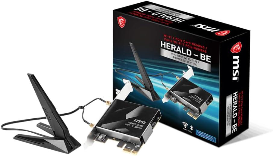 MSI HeraldBE WIFI 7 MAX (WiFi 7, 802.11BE, Bluetooth 5.4, PCIe, MultiLink Operation Technology, External Antenna)