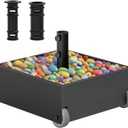 Patio Umbrella Base Heavy Duty with Wheels, Max 200lb Capacity Fillable Planter Umbrella Stand, Metal Outdoor Umbrella Holder for Patio, Deck, Garden, Poolside and Lawn (Black-Grey)