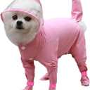 Dog Raincoat with Hood, Waterproof Full-Coverage Reflective Rain Jacket Quick-Drying Rain Poncho and Shoes for Small Medium Large Dogs,Pink,S (SBack Length 8'')