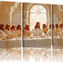 3Pcs The Last Supper Wall Art Jesus Christian Wall Decor Christian Twelve Apostle Canvas Pictures Religious Bible Renaissance Posters Prints Painting For Living Room Dining Room 12x16 inch Framed