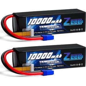Zeee 6S Lipo Battery 10000mAh 22.2V 120C Soft Pack RC Battery EC5 Connector with Metal Plates for RC Car Truck Desert Racer RC Tank RC Hobbies(2 Pack)