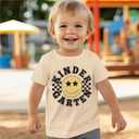 MODNTOGA Kid Girl Boy First Day of School Shirt Cute Face Kindergarten Graphic T-Shirt Short Sleeve Back to School Tee Tops (Beige, 4-5 Years)