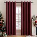 MIULEE Christmas Blackout Curtains 2 Panels, Room Darkening Thermal Insulated Drapes Solid Window Treatment Set Grommet Top Light Blocking Curtain for Living Room/Bedroom 52x84 inch,Wine Red