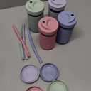 Elk and Friends Kids + Toddler Glass Cups | The Original 12oz Glass Mason Jar with Sleeves + Lids | Silicone Straws + Stopper | Smoothie Cup | Food Storage | Lilac/Sage/Blush/MistyBlue | 4 Pack