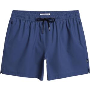 maamgic Mens Swim Trunks 5" Quick Dry Beach Shorts Stretch Swimming Trunks Shorts with Mesh Lining Zip Pockets (Small, Blue)