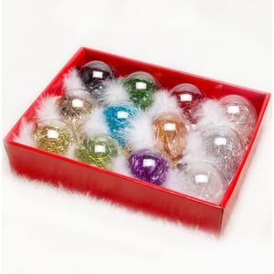AMS 3.14''/12ct Shatterproof Clear Plastic Christmas Ball Ornaments Decorative Xmas Balls Baubles Set with Stuffed Delicate Decoration for Wedding,Thanksgiving,Party(80mm, Mix-Corlor)