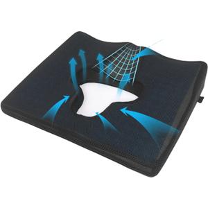 Anti Bedsore Cushion, Breathe Freely Fiber Material Bedsore Cushions for Butt, T Shaped Opening Triangular Slope Design Anti Decubitus Cushion for Elderly, Bedridden, Disabled (Blue With Black Cover)