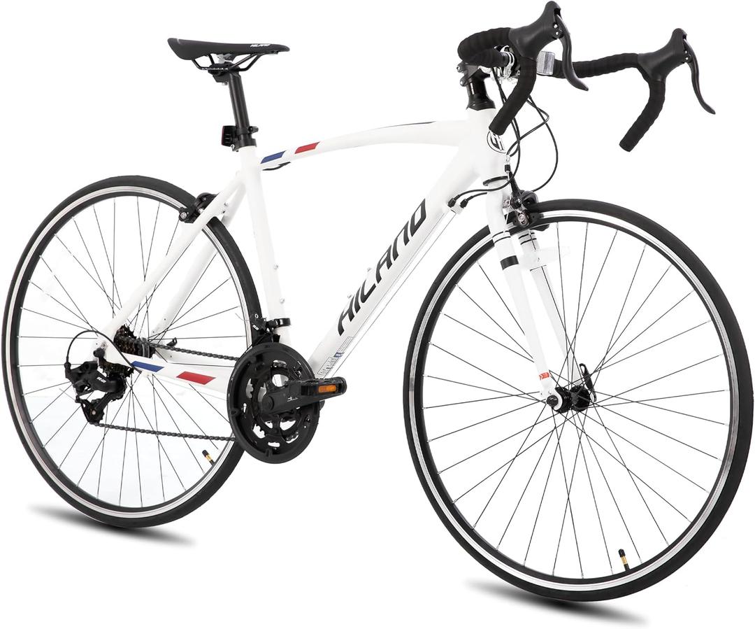 HILAND 700C Road Bike, 14 Speeds Sport Bike, Light Weight Aluminum Frame, Racing Bike for Men Women Adult Bicycle (490 mm frame, white)