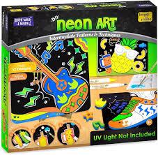 Imagimake DIY Neon Art Kit | 12 Exciting Neon Art Projects | Water Brush Pens & Stamps | Arts and Crafts for Kids Ages 8-12-16 | Arts and Crafts for Adults & Kids | Gifts for 8 Year Old Girls & Boys