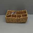 Wicker Party Silverware Caddy, Water Hyacinth Plastic Cutlery Utensil Holder, Hand Woven with Handles, Kitchen Countertop and Picnic flatware Organizer (5 compartments)
