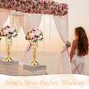 Tatuo 12 Pcs Gold Wedding Centerpiece Vases for Table Crystal Flower Trumpet Metal Flower Vase Stand with Diamond for Wedding Party Reception Dining Room Living Room(20 inch)