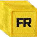 FR Patches, Iron on FR Patches Replacement Garment Embroidered Patches for Clothing, Pack of 10 Yellow (Black)