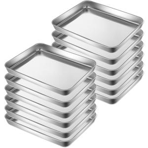 12 Pcs Stainless Steel Baking Sheet Pan Set, 9 x 7 x 1 Inch Stainless Steel Baking Tray Cookie Sheet Baking Pan Metal Baking Pan Oven Tray Cake Toaster for Baking,Dishwasher Safe