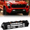 Front Grill Compatible With Toyota Tacoma 2024 2025 Matte Black Front Bumper Grille With Letters/Accessories/Amber Light Up