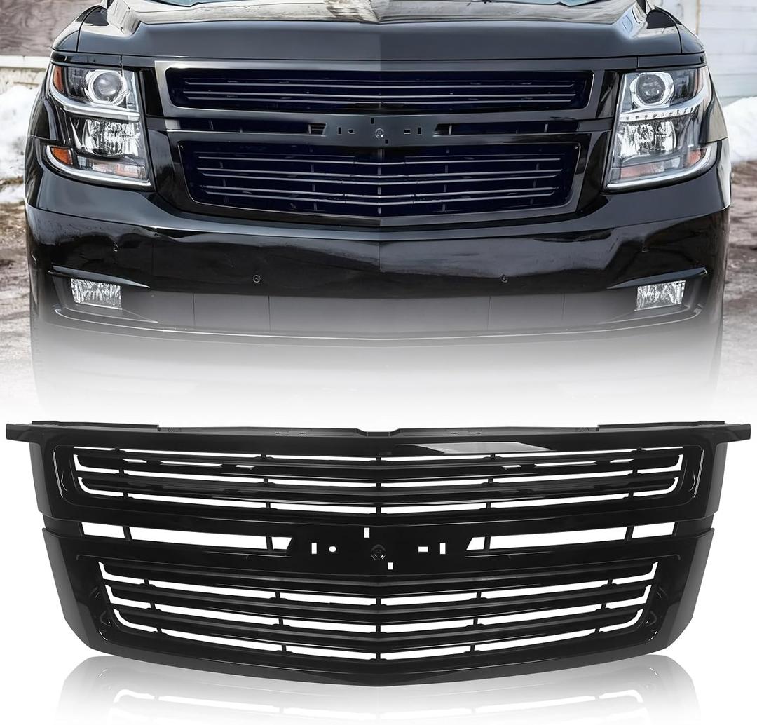 Front Bumper Grille for Chevy Tahoe Suburban 2015-2020, Black