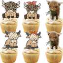 10 x 18pcs Brown Glitter Cow Dessert Cupcake Topper Cheer to Country Western Bull Riding Bull Rider Competition Theme Decor Supplies Baby Shower Boys Girls Birthday Party Decorations