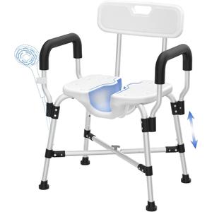 U-Shaped Shower Chair Seat, 500lbs Shower Seat for Bathtub with Padded Armrests & Back, Adjustable Bath Chair with Reinforced Crossbar, Anti-Slip Shower Seats for Adults,Elderly,Disabled