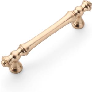 Amerdeco 10 Pack Brushed Brass Cabinet Pulls 3.75 Inch(96mm) Hole Center Cabinet Hardware Gold Kitchen Cabinet Handles for Bathroom Drawer Pulls Dresser Pulls ZH0014.