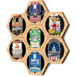 Medal Hanger Display - Honeycomb Design, Bamboo Medal Holder, Easy No-Drill Adhesive Mounting, Stylish Wall-Mounted Medal Rack