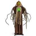 6 Feet Halloween Animatronics Light Up Talking Ghost Pumpkin With Glowing Ribs And Moving Head
