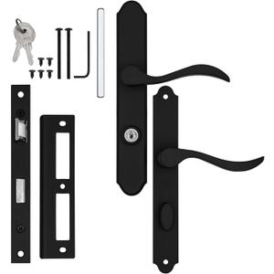 Ideal Security MCMB Curved Mortise Lock Set, Exclusive Replacement for AluminArt Storm Doors and Screen Doors, Adjustable 3/4" Backset, Matte Black