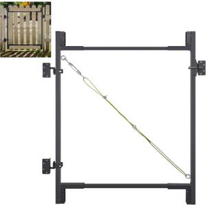 Steel Frame DIY Building Gate Kit, Adjustable 36-60" Wide for 5-6ft High Fences, Fence Gate Kit Fits 1x4 & 2x4 Wood, Powder Coated, 36-60 Wide5-6Feet-1Pack