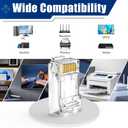 200 Pack Cat6 RJ45 Pass Through Connector, RJ45 Connectors Cat6 Pass Through Connectors (Modular Plugs/Network Connector) for Solid or Stranded UTP Cable