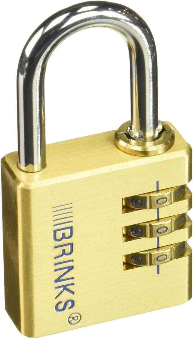 BRINKS - 40mm Solid Brass 3-Dial Resettable Padlock - Chrome Plated with Hardened Steel Shackle