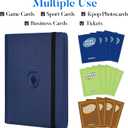 Premium 9 Pocket Card Binder for 540 Cards, Fabmaker PU Cover Trading Card Binder, Sturdy Card Collection Album, Sleek Card Holder Folders for Game Cards & Sports Cards, Navy Blue
