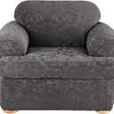 SureFit Stretch Jacquard Damask 2-Piece - Chair Slipcover - Gray (SF41458)