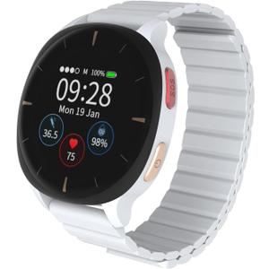 Audar E2 Senior Smartwatch with Fall Detection & SOS, 24/7 Heart Rate, Blood Pressure, SpO & Temperature Monitoring, IoT AI Wellbeing Reports/Health History, Cloud Dashboard, No Cell Phone/App Needed (Grey & Black)