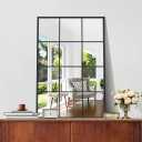 NIMURY Wall Mirror Black 66 x 96 cm, Decorative Metal Window Mirror in Patina Look, Rectangular Bathroom Mirror for Bathroom, Living Room