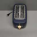 West Bend Timeless 2-Slice Toaster with 7 Browning Levels, Bagel/Waffle/Defrost Settings, High-Lift Lever, Anti-Jam, Easy-Clean Crumb Tray, 2-Slice, Blue/Gold