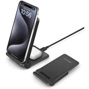 20W Wireless Charger Foldable Wireless Charging Station 2 in 1 Fast Charge Stand for Samsung Galaxy S23/S22/S21/S20/S10/Note20/Galaxy Buds; iPhone 14 Pro/14/13 Pro/12/11/XS/XR/8;Airpods