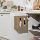 StorageWorks Garbage Bag Dispenser with Lid, Wall Mount Seagrass Plastic Bag Holder for Kitchen, Cabinet, Countertop, 2 Slots