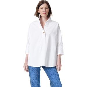 DEE OCLEPPO Womens Hailey Stand Collar Shirt Standard (Medium, Optic White)