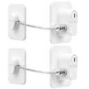 Fridge Lock, 2PCS Upgraded Refrigerator Lock for Freezer, Cabinets and Drawers, Air Fryer, Closets, Windows, Doors, Durable ABS with Adhesive Backing, Easy Install, No Tools Needed, White