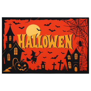 Avezano Halloween Backdrop 8x6ft Orange Night Moon Background Bat Castle Devil Pumpkin Happy Halloween Backdrops Witch Graveyard Photography Background