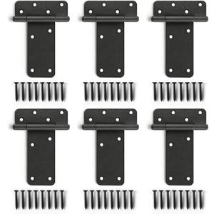 6" Door Hinges,280 Lbs Capacity Heavy Duty Gate Hinges,6 Pack T-Strap Shed Gate Hinges,Matte Black Hinges,Barn Door, Shed Doors, Rust-Resistant,Durable (6"- 6 pcs-Matte Black)-Patent Pending