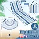 Briwooody 2 Set Beach Chairs with Umbrella Portable Beach Lounger Lightweight Foldable Outdoor Lounger Chair for Outdoor Travel Sunbathing Camping,Gradient Blue Stripe