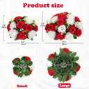 Briful Fake Floral Balls for Centerpieces - 2PCS 11.8" Large Faux Rose Flower Arrangement Silk Flower Bouquet for Home Wedding Party Anniversary Table Vase Flower Stand Decor(Red White)