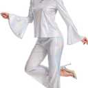 GYQMBT 9 PCS Women 70s Disco Outfits, Disco Party Hippie Costume with Accessories Set for Halloween Cosplay Party.