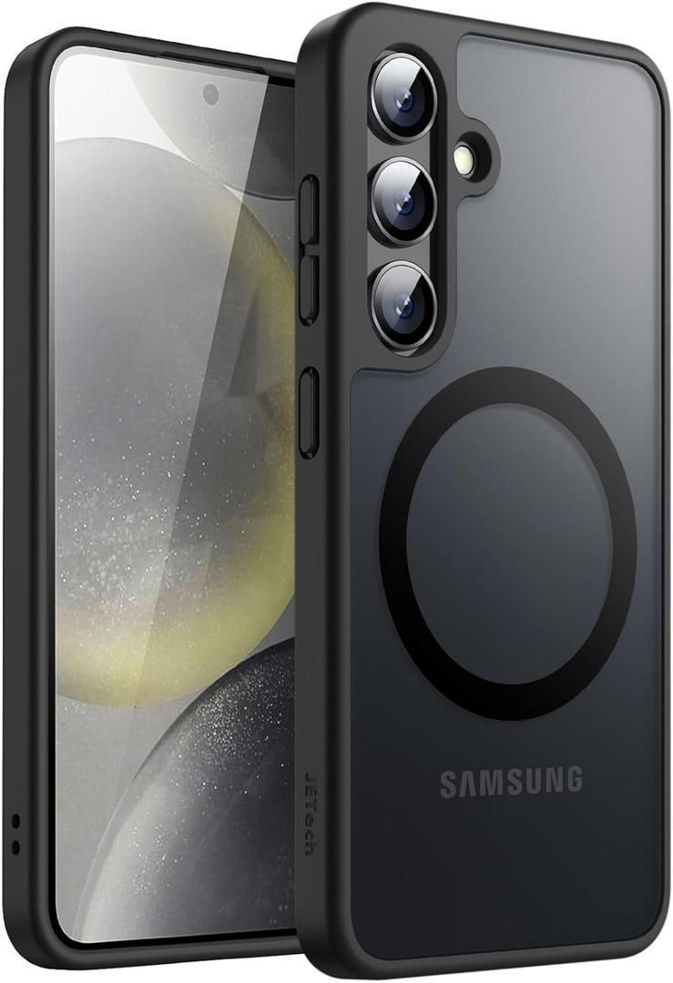 JETech Magnetic Case for Samsung Galaxy S24 5G, Compatible with MagSafe, Translucent Matte Back Shockproof Phone Cover (Black)